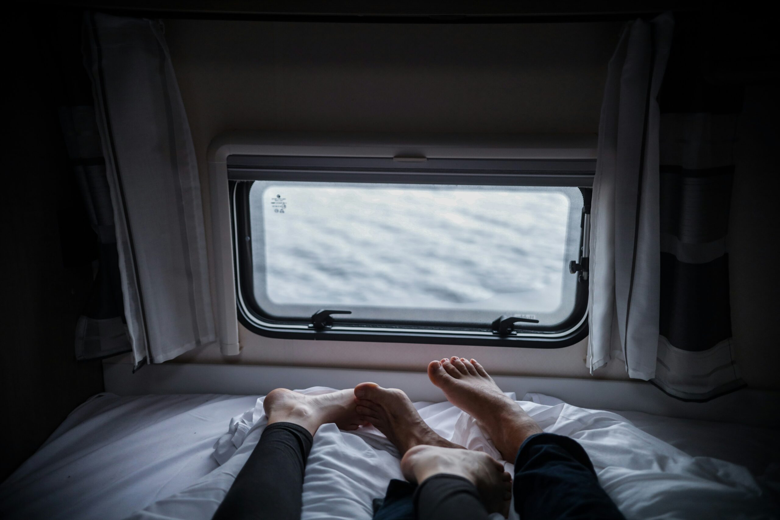 DIY camper van bed platform with storage